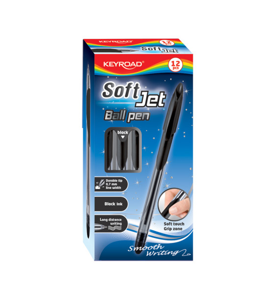 Bolígrafos, Soft Jet, 0.7 mm, Negro, Caja x 12 Unds.